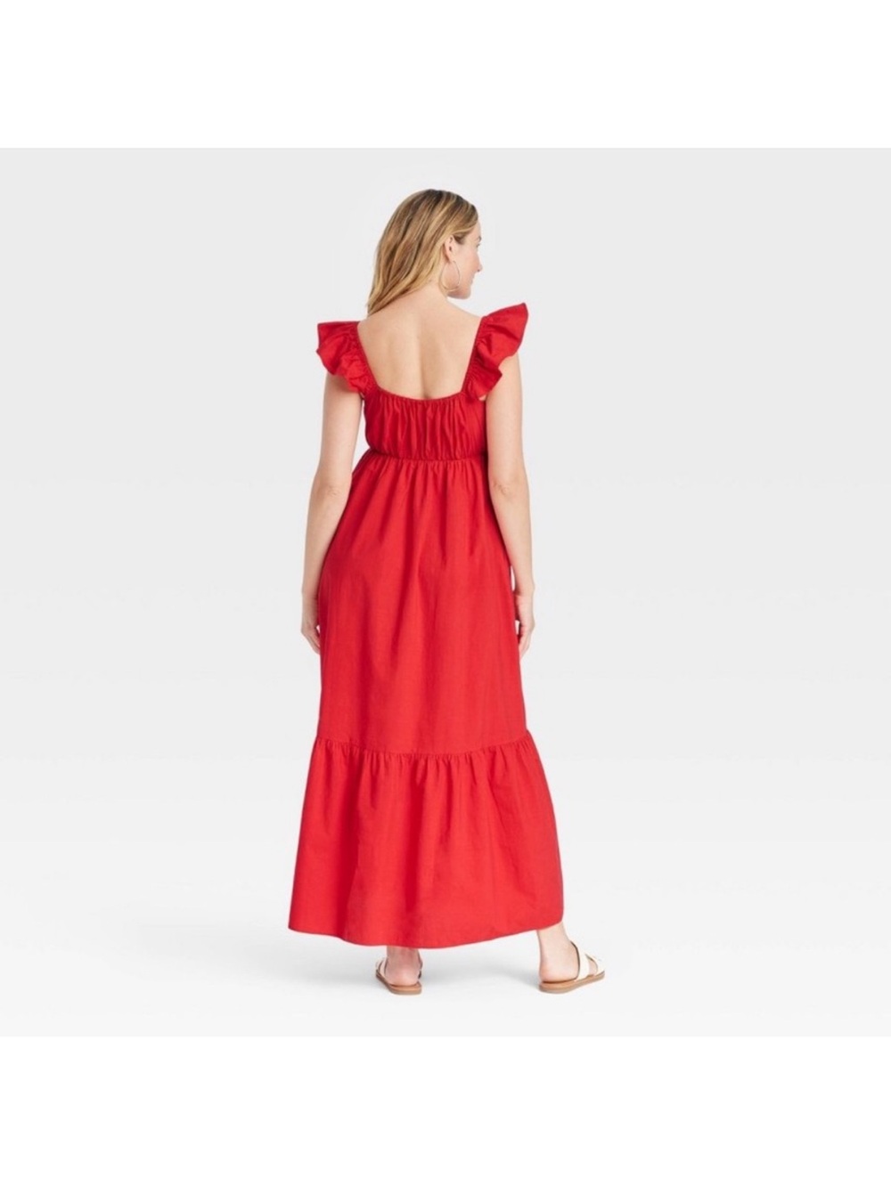 Universal Thread Red Ruffle-Sleeve Maxi Dress - Picture 2 of 6